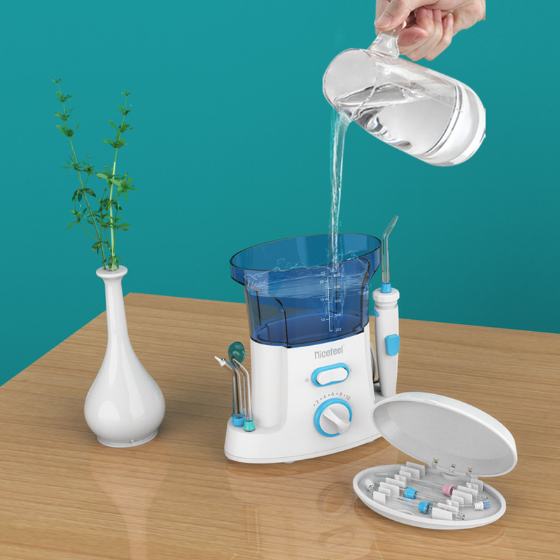600ml Verstelbare ABS Water Dental Flosser Voor Familie Gebruik Oral Spa Wit Blauw